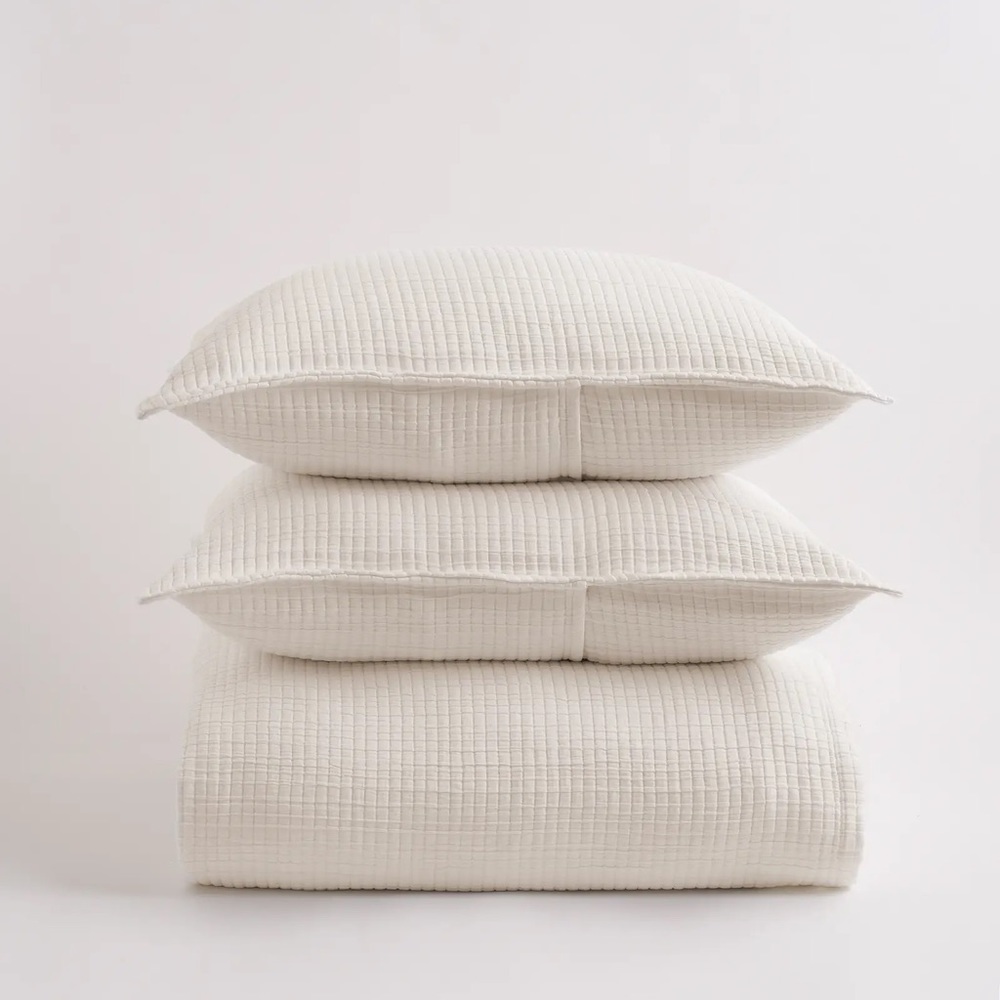 Quince Organic Ribbed Cotton Coverlet Twin Set
